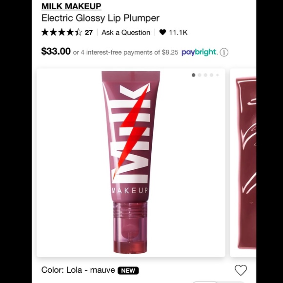 2/$30* MILK MAKEUP: Electric Glossy Lip in Lola - Picture 2 of 2